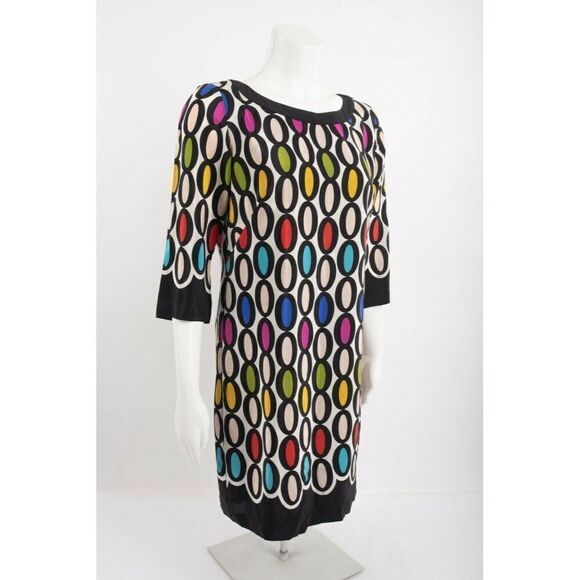 Trina Turk Women Shift Dress Oval Ronson Size 4 100% Silk 3/4 sleeves Colorful - Picture 6 of 7
